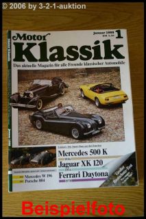 Motor Klassik 1/88 Mercedes 500 K Jaguar Saab Sonet