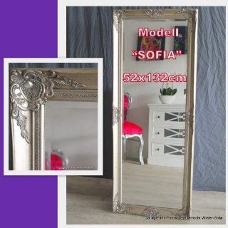 Barockspiegel SOFIA 132x52cm Wandspiegel Badspiegel Spiegel silber