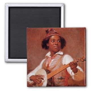 black americana banjo player magnet