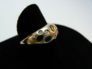 R197 585er 14kt Gelbgold Gold Ring Bandring mit Steingarten Saphir