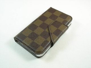 Apple iPhone 4 Leder Tasche Cover Case LV Design Braun