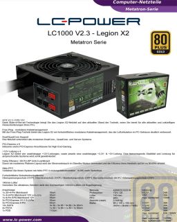 Computer PC Gamer Netzteil LEGION X2 1000 Watt 80 Plus Bronze 140mm