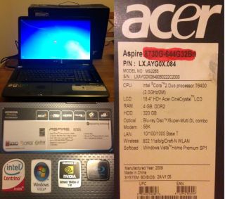 Acer Notebook 8730G 644G32BN 18,4 Zoll mit BluRay Player + Perfekt