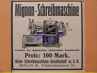 Mignon Schreibmaschine Union Schreibmaschinen Gesellschaft Berlin1907