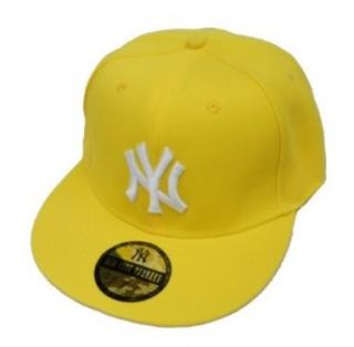 New York NY Yellow Flat Peak Fitted Baseball Cap 7 5/8