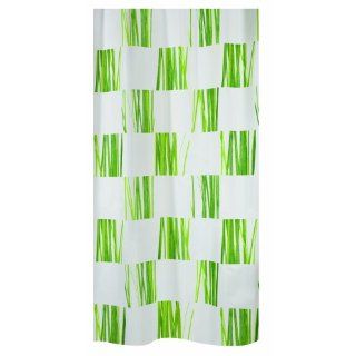 Spirella Seagrass Polyester Duschvorhang, 180 x 180 cm, weiß/ grün