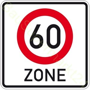 ORIGINAL Verkehrszeichen mit ANFANG ZONE 60 km h Schild Verkehrsschild