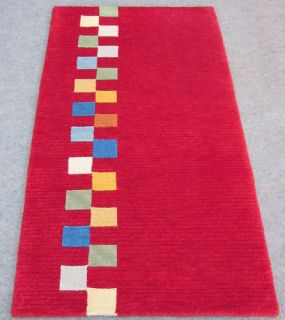 Teppich Indien handgeknüpft Star rot modern 70x140 cm