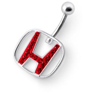 Multi Siam rote Edelsteine Stein Honda Logo 925 Sterlingsilber Bauch