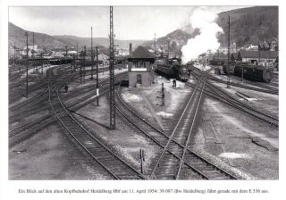 Ak 283/4, Heidelberg, Kopfbahnhof, Eisenbahn, Lokomotive, Züge