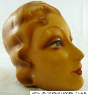 Original Art Deco Kopf Gips Dame Schaufenster Puppe Deko antik ca 100