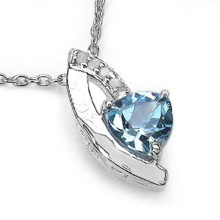 SchmuckMart Collier/kette 0.82ct Blautopas Anhänger 5 Diamanten ca