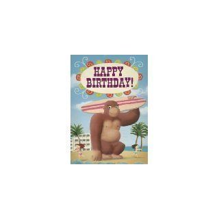 Alles Gute zum Geburtstag Gorilla mit Surfbrett Grußkarte   By
