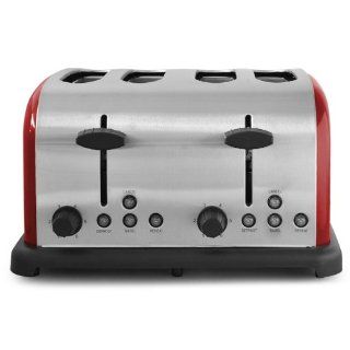 Klarstein BT 211 R Toaster 4 Scheiben Edelstahl 1650W, rot 