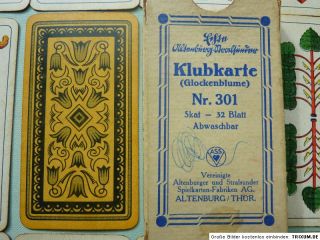Alt original Altenburger Skat Blatt Klubkarte Glockenblume Nr. 301 OVP