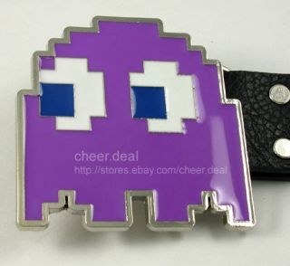 From Pac man Ghost Purple Buckle Genuine Leather Belt