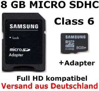 8GB MicroSD Class 6 Samsung Micro SDHC + SD Adapter,super schnelle