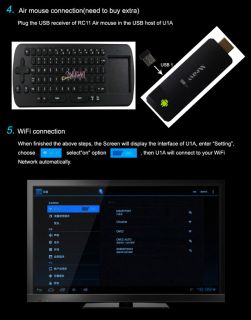 U1A Android 4.0 Mini PC Smart TV Dongle Box + RC12 Mäuse Tastatur