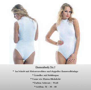 Damenbody BODYSUIT S M L 34 36 38 40 42 44 Weiß Schwarz