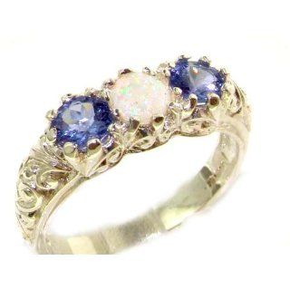 Damen Ring 9 Karat (375) Weißgold mit Opal Tansanit   Größe 50 (15