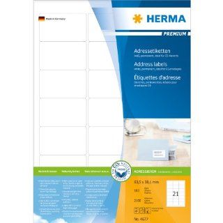 Herma 4677 Adressetiketten Premium A4 63,5x38,1 mm Papier matt 2100