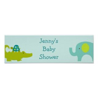 Mod Safari Jungle Animal Baby Shower Banner Sign posters by little