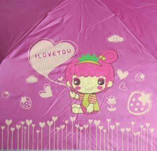 Kokeshi Manga Schirm Regenschirm Taschenschirm doll umbrella pink rosa