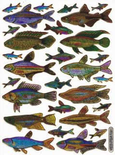 D327 Fische Fisch Tiere Basteln Glitzer Sticker Aufkleber Bogen 13,5 x