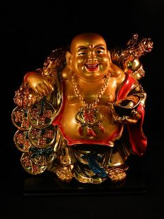 B335 China Tibet Buddha Happy Buddha Lachen Geld Reichtum Kunststoff