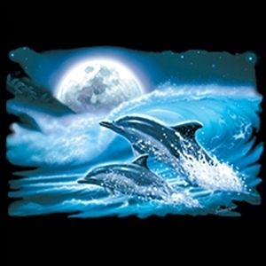 Neu, Fantasy, T Shirt, Moon Dolphins, Delphin, S   6XL