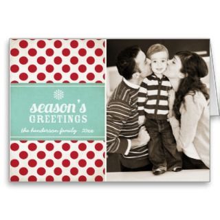 Retro Modern Dots Seasons Greetings Holiday Card