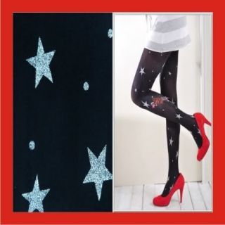 New Women Star Black Opaque Tights Pantyhose f347