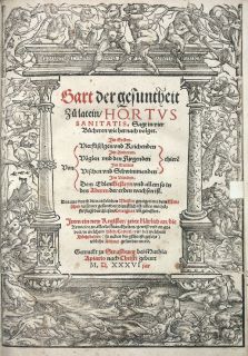 GART DER GESUNDHEIT HORTUS SANITATIS STRASSBURG 1536