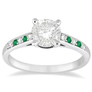 Allurez   Cathedral Pave Emerald & Diamond Engagement Ring Palladium