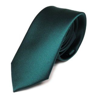 Schmale Satin Krawatte grün petrol dunkles türkis uni Polyester