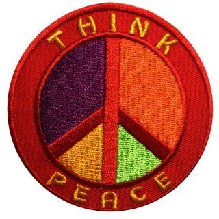 Think Peace Symbol Hippie Patch  7, 5 x 7, 5 cm    Aufnäher