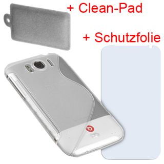 Silikon transp. Case Tasche f HTC Sensation XL + Schutz Folie