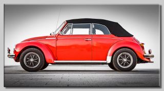Leinwand Bild VW Käfer Oldtimer Cabrio Beattle Rot Klassiker