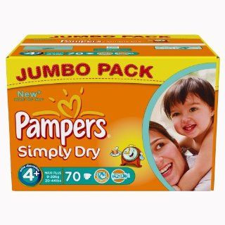 Pampers Simply Dry Gr.4+ Maxi Plus 9 20kg Jumbo Box, 2er Pack (2 x 70