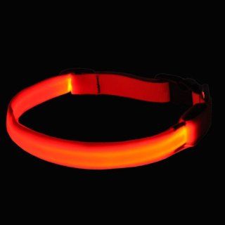 LED Neon Hundehalsband Orange Deluxe M 50   59 cm 