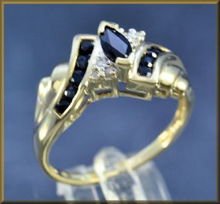 Saphir   Ring mit 6 Diamanten aus 375´er Gold Gr. 57