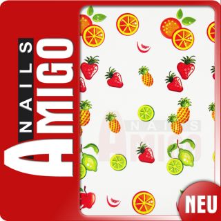 Nailart Sticker   Nail Art Früchte Orange Erdbeer