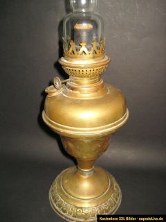 alte Petroleumlampe, Messing,Zylinder, Rundbrenner, Groß 52cm