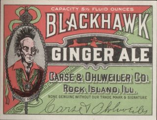 Ginger Ale / Blackhawk Ginger Ale label   ca. 1920 # 402