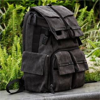 Black Canvas DSLR Camera Rucksack Laptop Backpack Bag For Canon Nikon