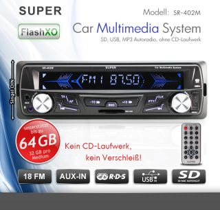 AUTORADIO SUPER SP 402M  WMA USB+SD64GB IN AUX RDS OHNE CD