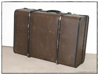 alter großer Reisekoffer Koffer Hartschalenkoffer mit Holzleisten