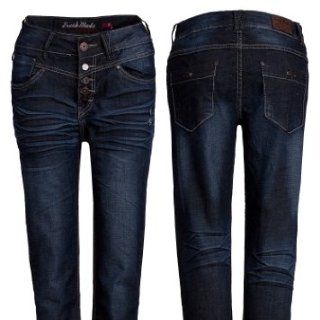 Eight2Nine Damen Boyfriend Jeans Hose Knopfleiste by Fresh Made dark