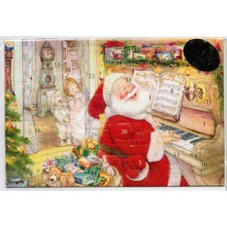 Adventskalender   Doppelkarte   Der Weihnachtsmann am Klavier mit