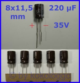 S415   10 Stück Elko 220 µF 35V Kondensator Stützkondensator